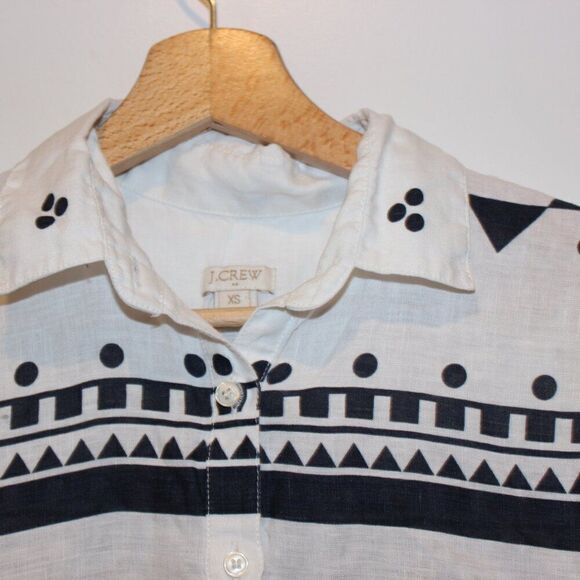 J. Crew printed linen Popover lBlouse Women's Size XS - Picture 7 of 11